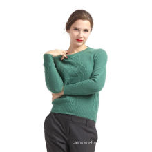 Nuevos suéteres de mujer de cachemira verde de diseño personalizado